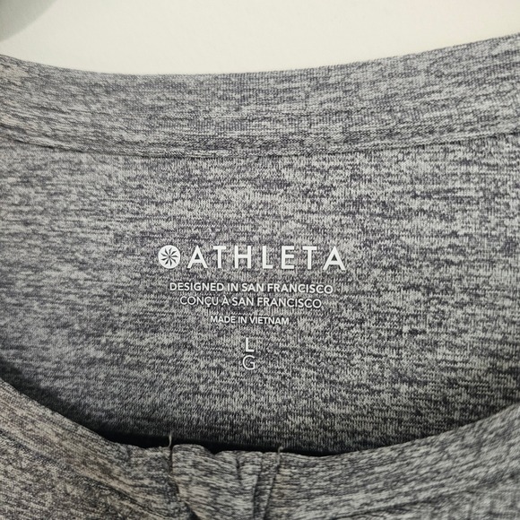 ATHLETA L Pacifica Illume UPF Fitted Tank Top Grey Heather Zip Neck NWT Athletic - Picture 3 of 7